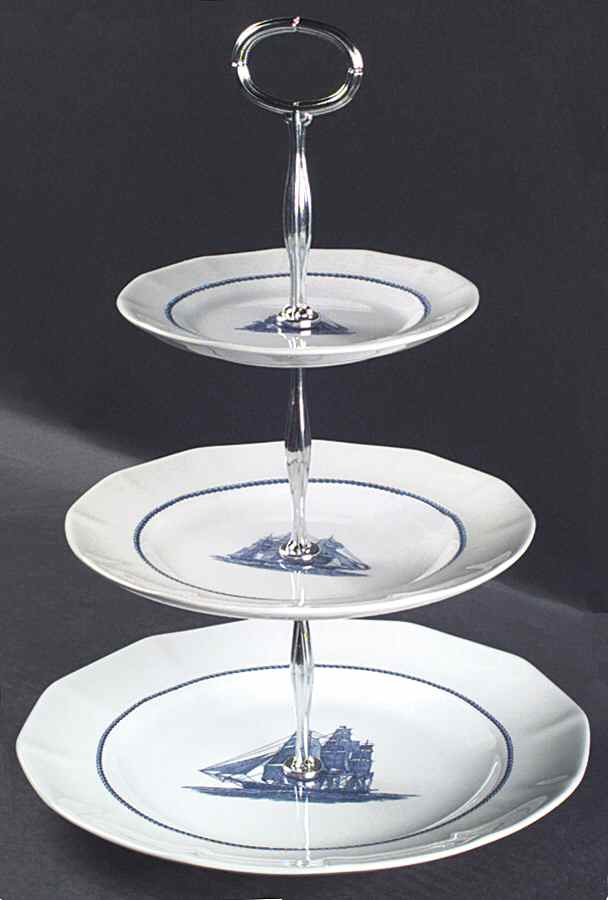 American Clipper Blue 13 7/8"-14 1/4" 3-Tiered Serving Tray(DP,SP,BB) HC by Wedgwood-1