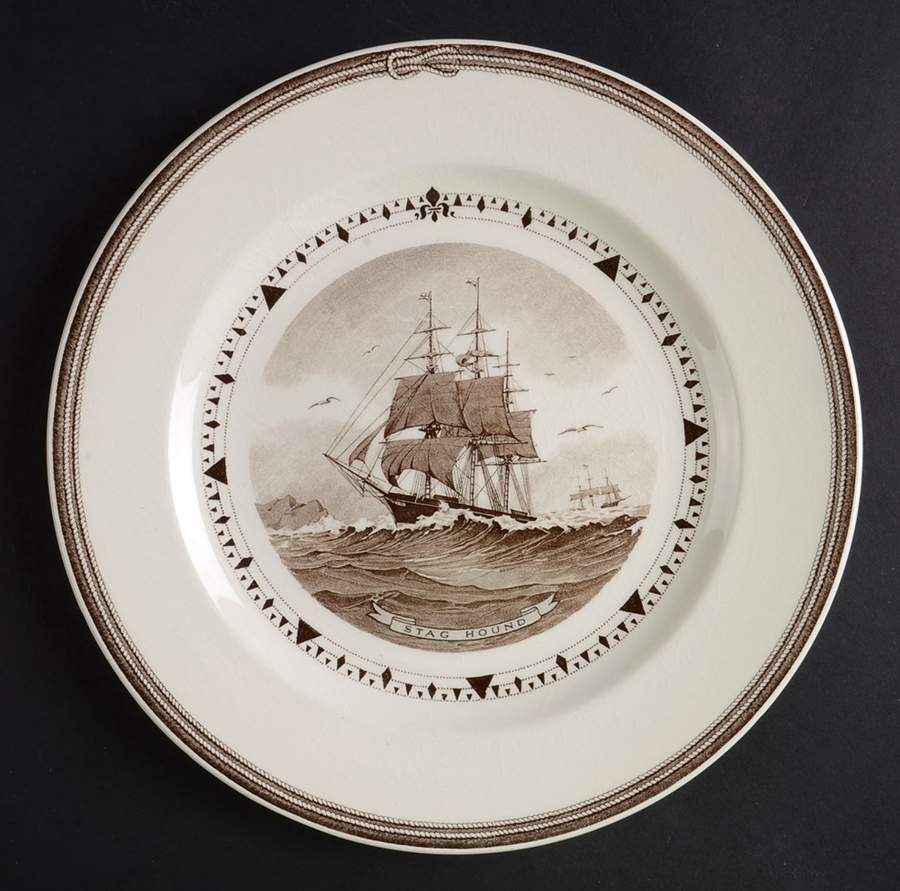 American Clipper Ship Brown Luncheon Plate by Wedgwood-1