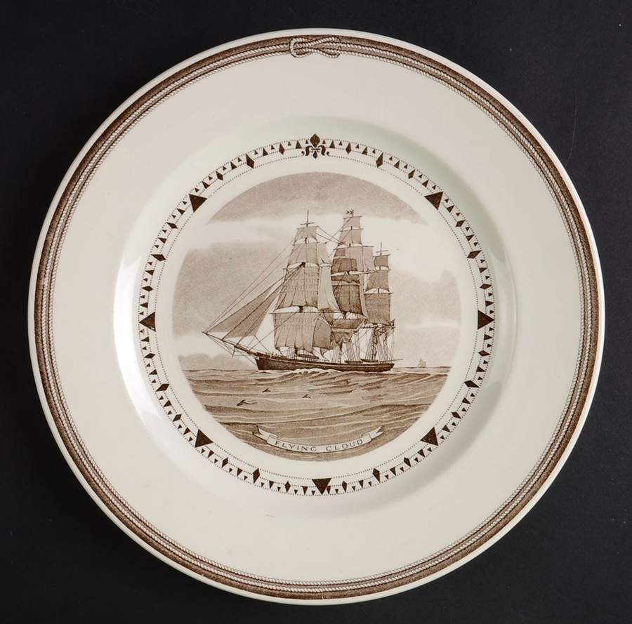 American Clipper Ship Brown Luncheon Plate by Wedgwood-1