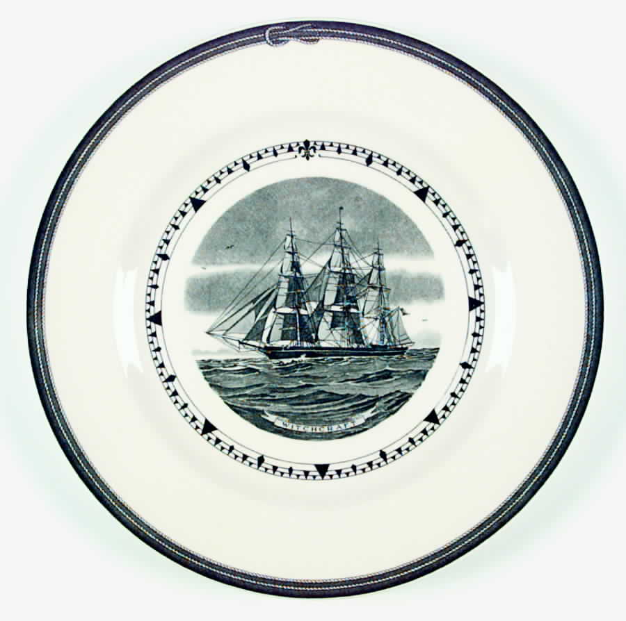 American Clipper Ships Black Dinner Plate by Wedgwood-1