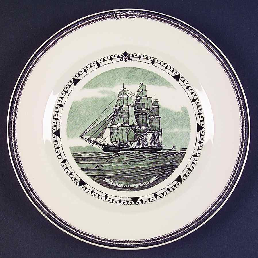 American Clipper Ships Black Luncheon Plate by Wedgwood-1
