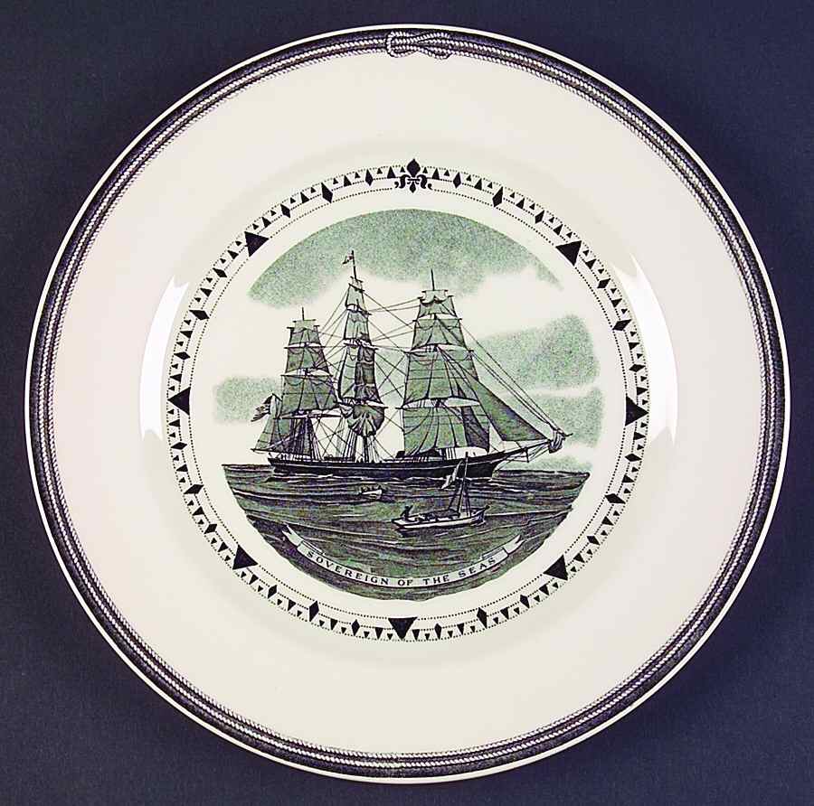 American Clipper Ships Black Luncheon Plate by Wedgwood-1