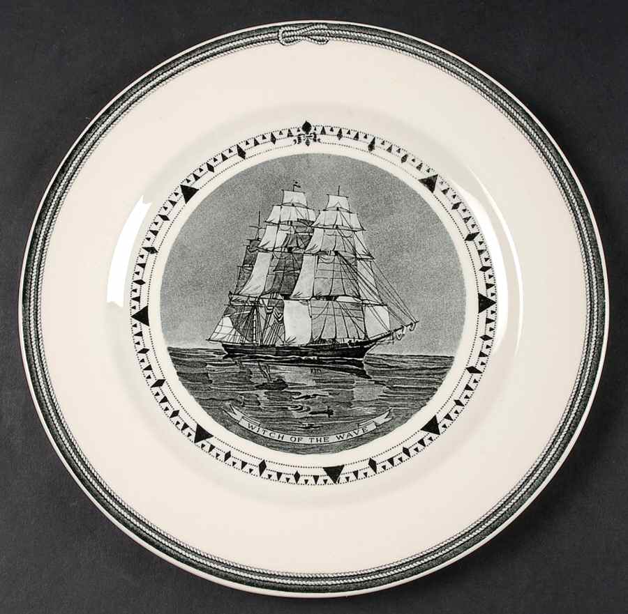 American Clipper Ships Black Luncheon Plate by Wedgwood-1