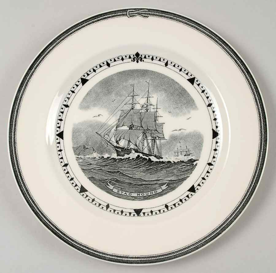 American Clipper Ships Black Luncheon Plate by Wedgwood-1