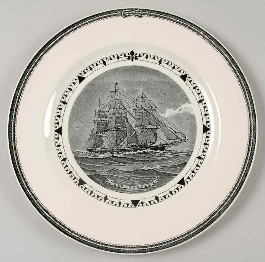 American Clipper Ships Black Luncheon Plate by Wedgwood-1