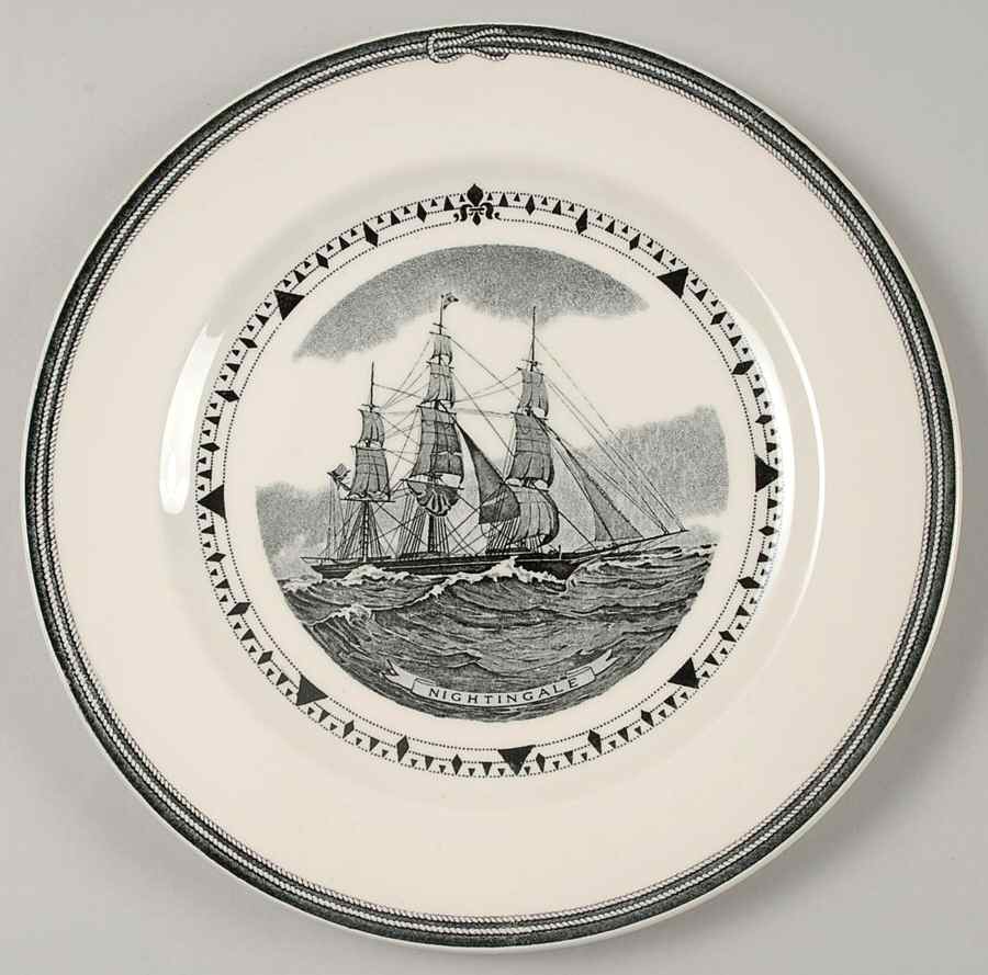 American Clipper Ships Black Luncheon Plate by Wedgwood-1