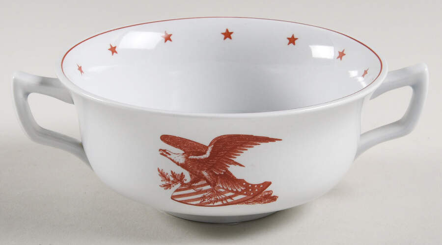 American Eagle Red Flat Cream Soup Bowl by Wedgwood-1