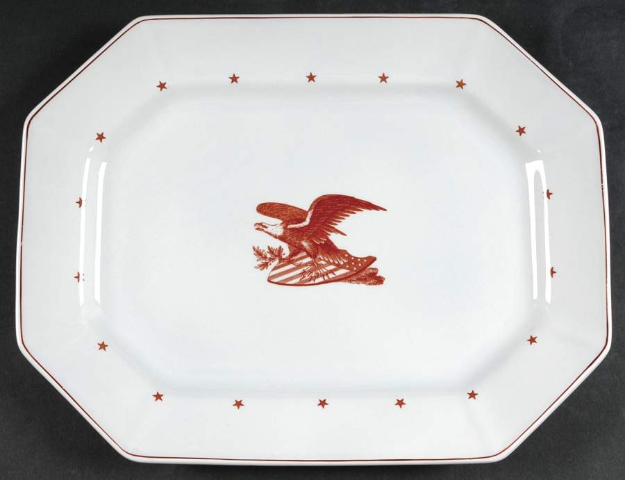 American Eagle Red 14" Oval Serving Platter by Wedgwood-1
