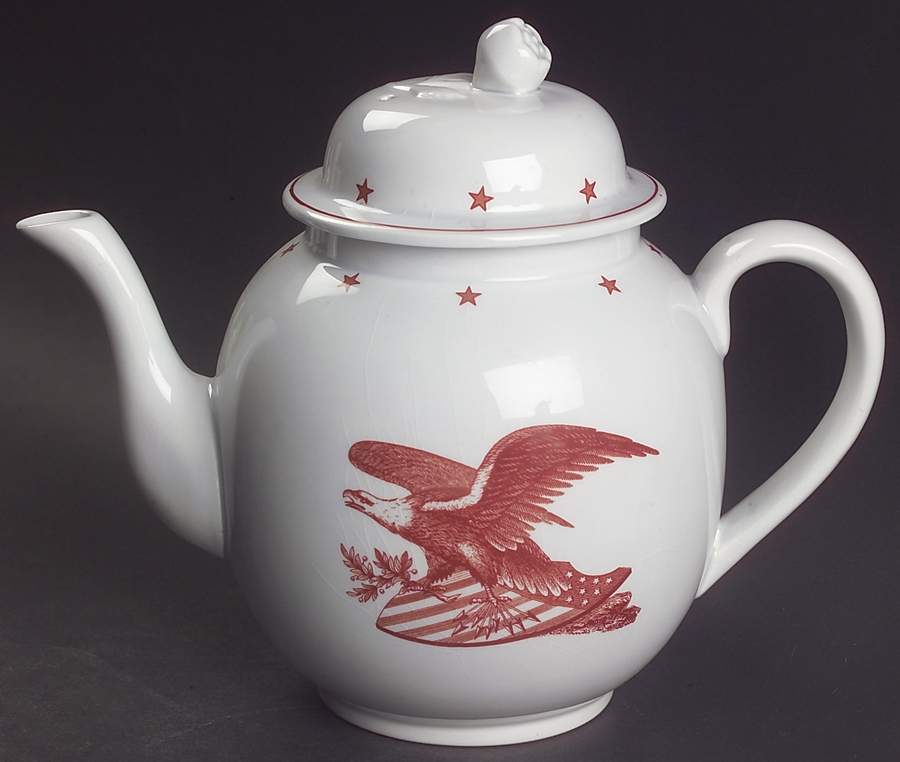 American Eagle Red Teapot & Lid by Wedgwood-1