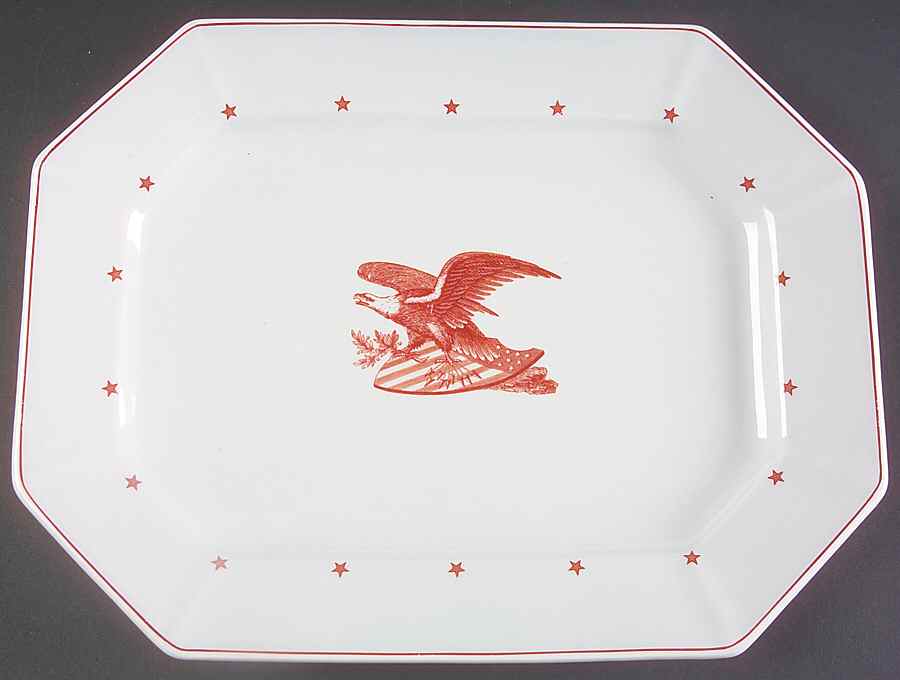 American Eagle Red 12" Oval Serving Platter by Wedgwood-1