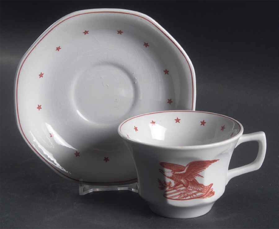 American Eagle Red Flat Cup & Saucer Set by Wedgwood-1