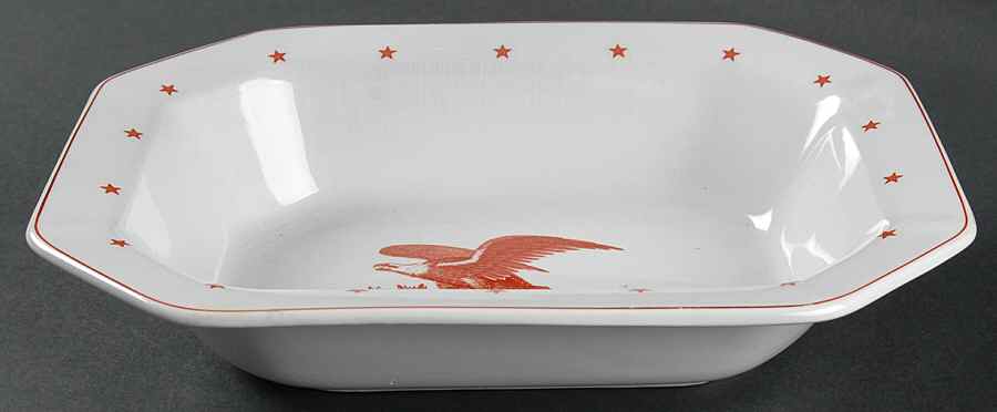 American Eagle Red 9" Oval Vegetable Bowl by Wedgwood-1