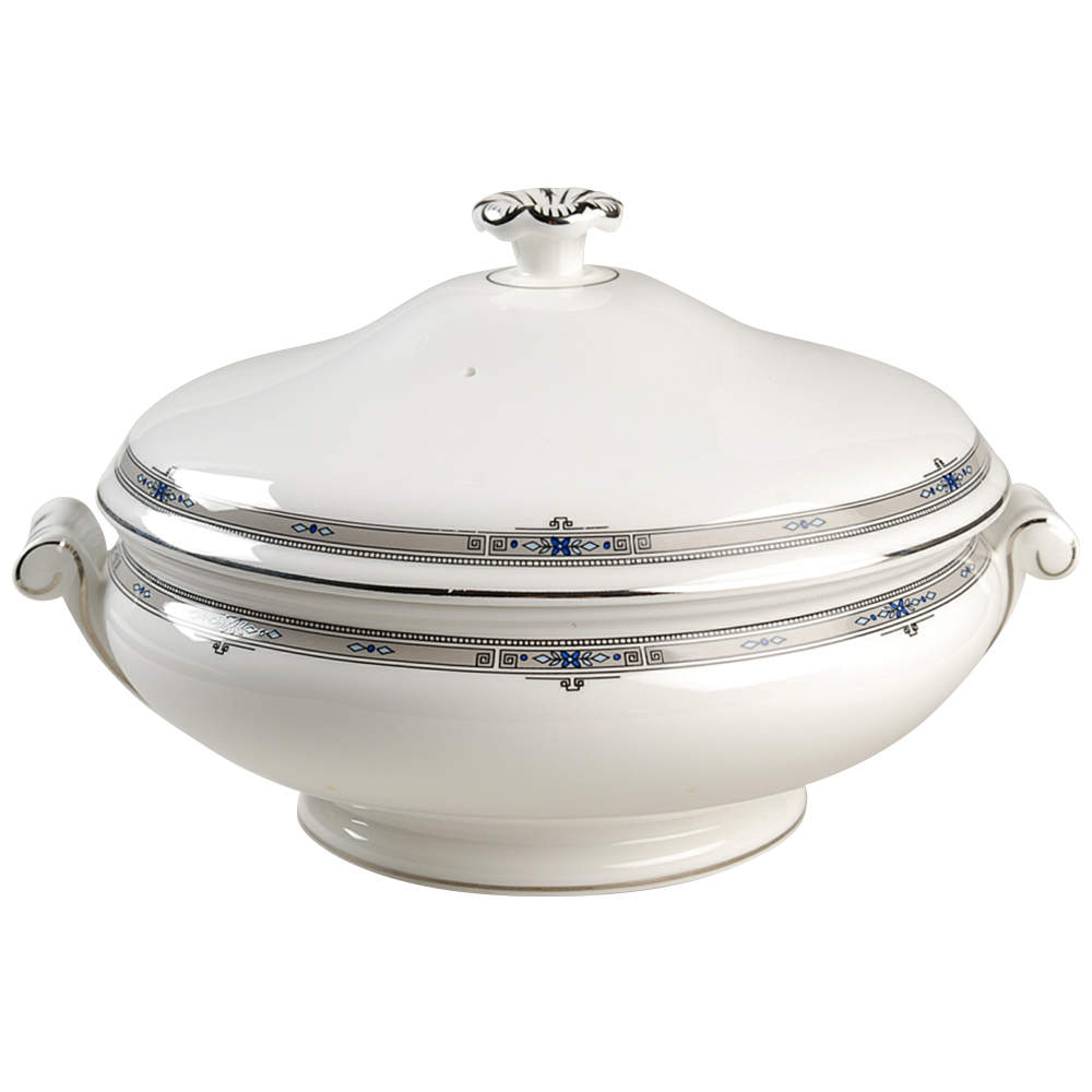 Amherst (Platinum Trim) Round Covered Vegetable by Wedgwood-1