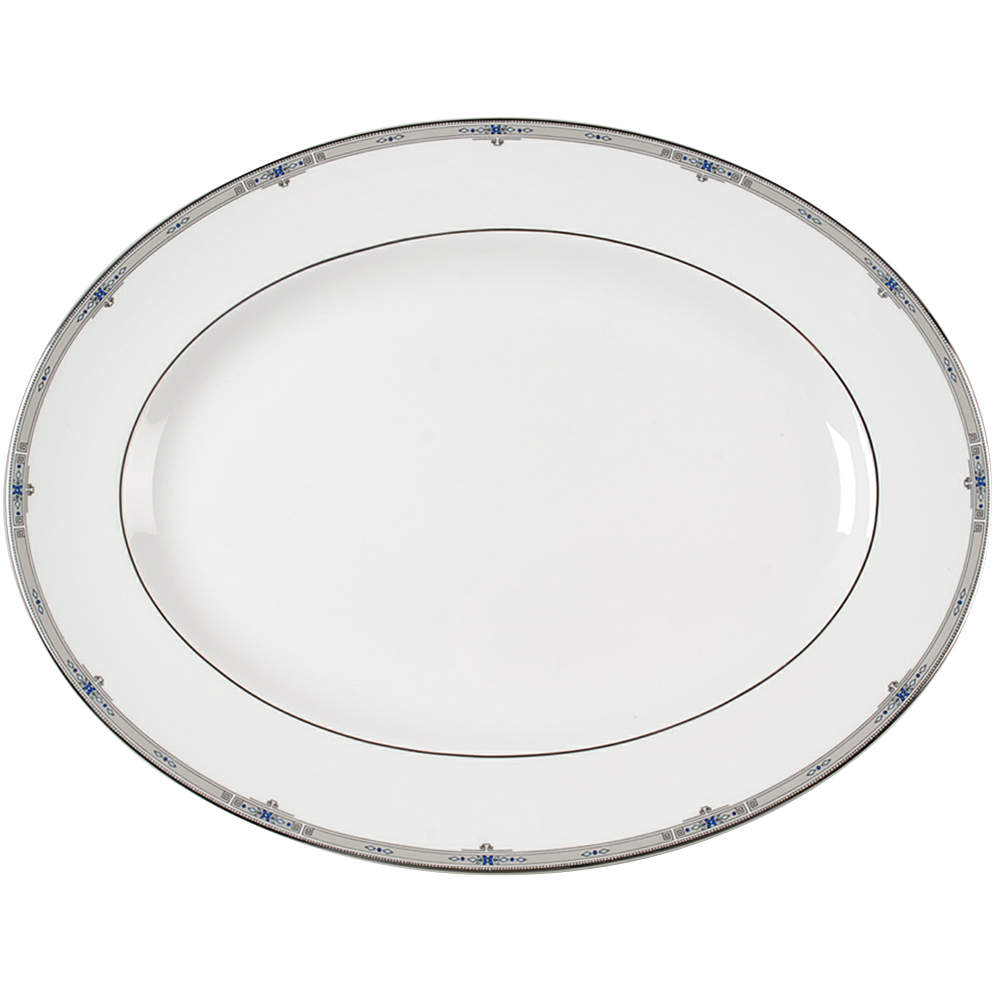 Amherst (Platinum Trim) 15" Oval Serving Platter by Wedgwood-1