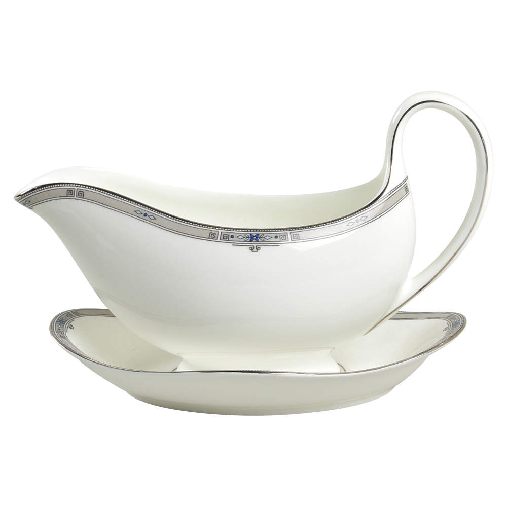 Amherst (Platinum Trim) Gravy Boat & Underplate by Wedgwood-1