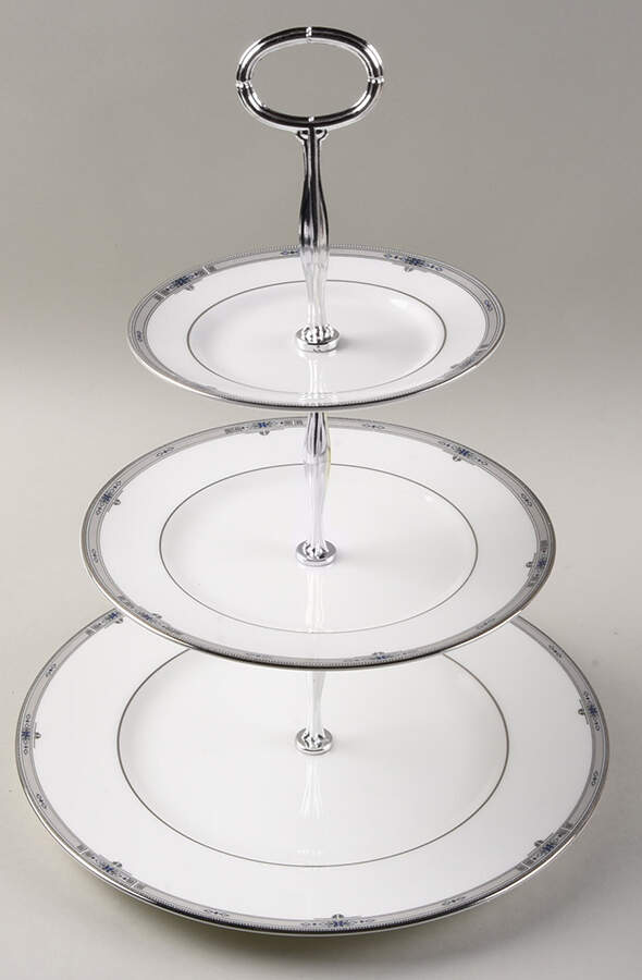 Amherst (Platinum Trim) 13 7/8"-14 1/4" 3-Tiered Serving Tray(DP,SP,BB) HC by Wedgwood-1