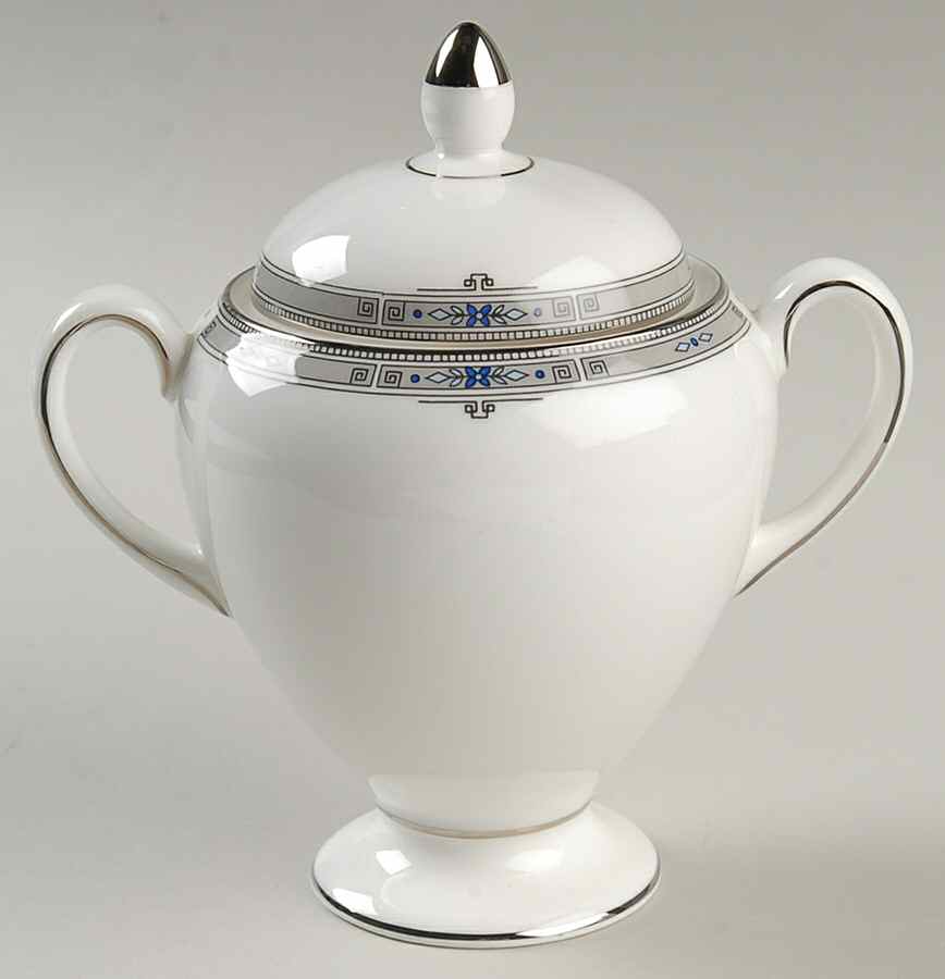 Amherst (Platinum Trim) Globe Shape Sugar Bowl & Lid by Wedgwood-1