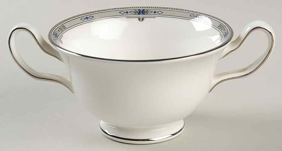 Amherst (Platinum Trim) Footed Cream Soup Bowl by Wedgwood-1
