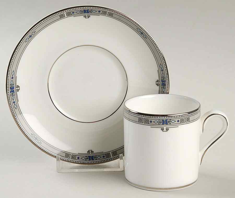 Amherst (Platinum Trim) Bond Shape Demitasse Cup and Saucer Set by Wedgwood-1