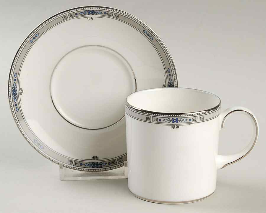 Amherst (Platinum Trim) Can Shape Demitasse Cup and Saucer Set by Wedgwood-1