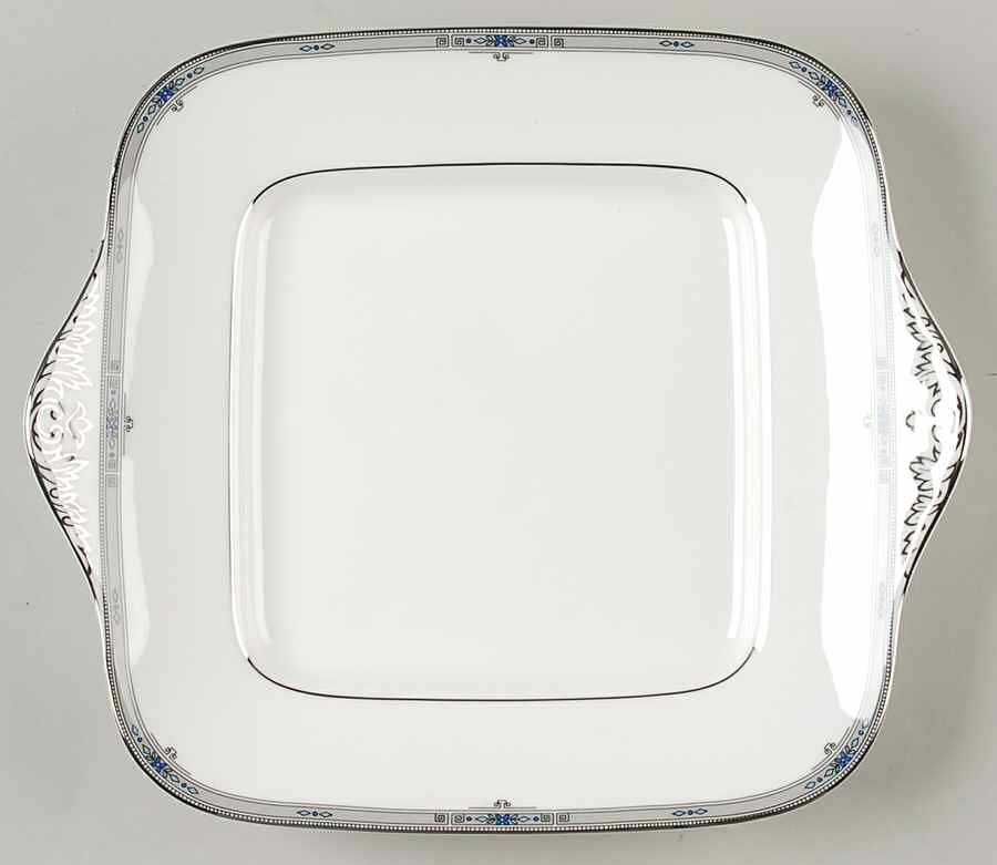 Amherst (Platinum Trim) Square Handled Cake Plate by Wedgwood-1