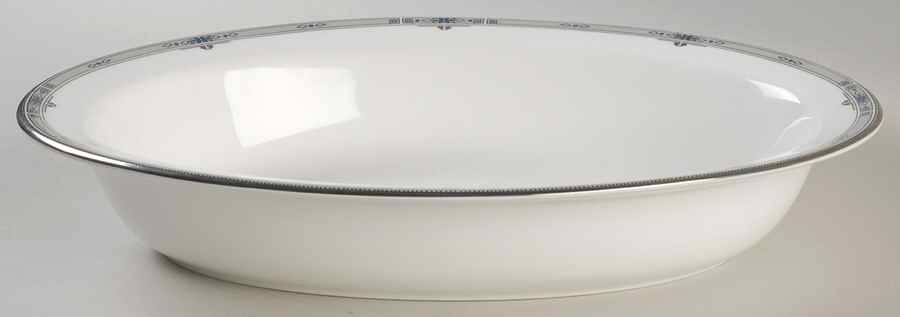 Amherst (Platinum Trim) 10" Oval Vegetable Bowl by Wedgwood-1
