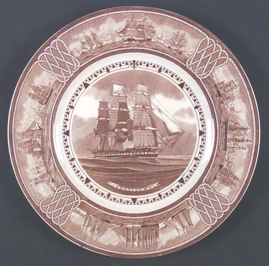 American Sailing Ship Brown Dinner Plate by Wedgwood-1