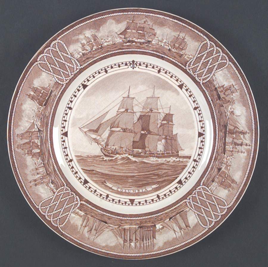 American Sailing Ship Brown Dinner Plate by Wedgwood-1
