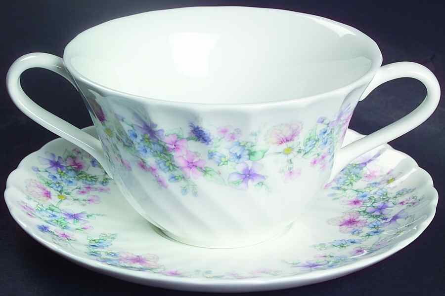 Angela Flat Cream Soup Bowl & Saucer Set by Wedgwood-1