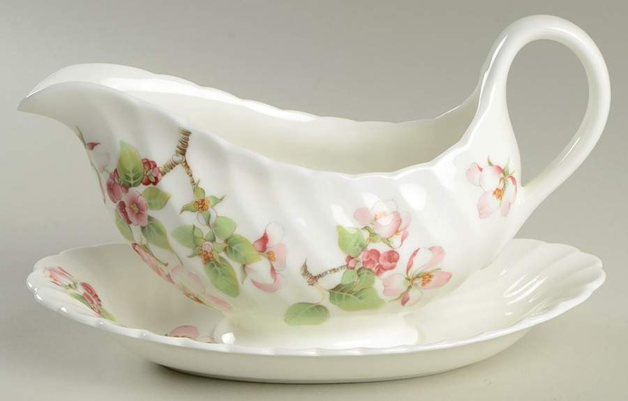 Apple Blossom Gravy Boat & Underplate by Wedgwood-1