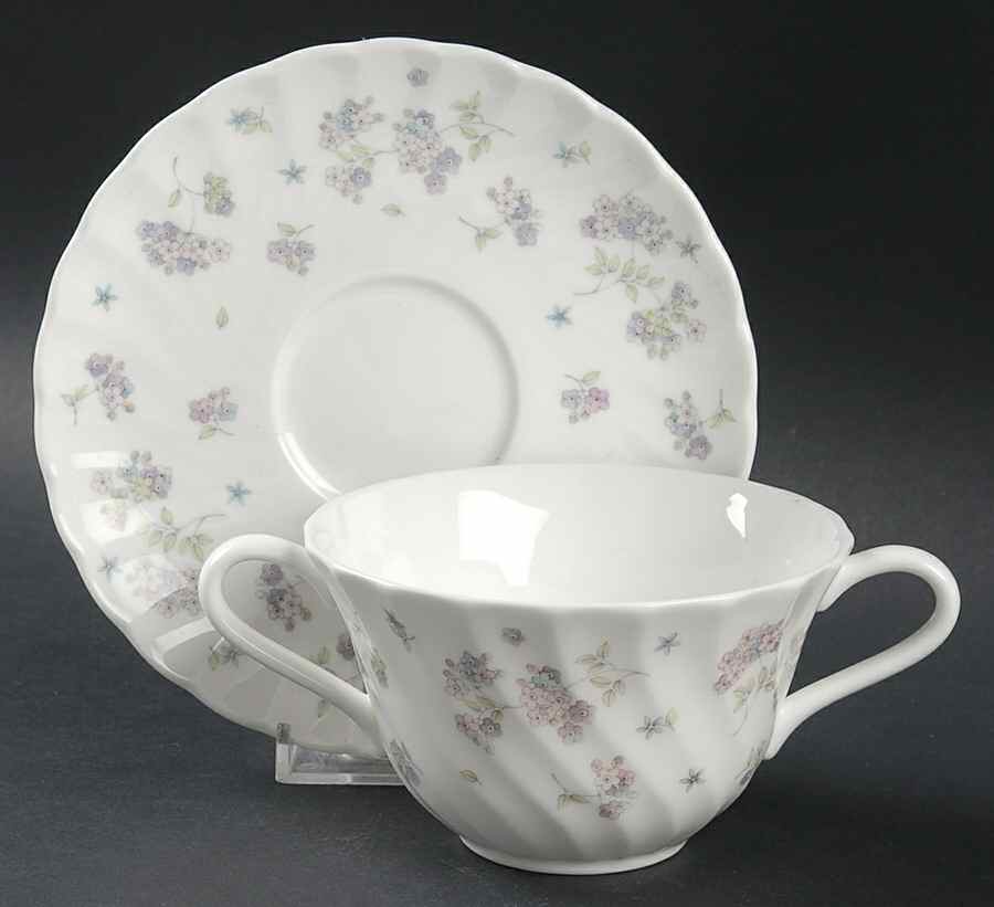 April Flowers Flat Cream Soup Bowl & Saucer Set by Wedgwood-1