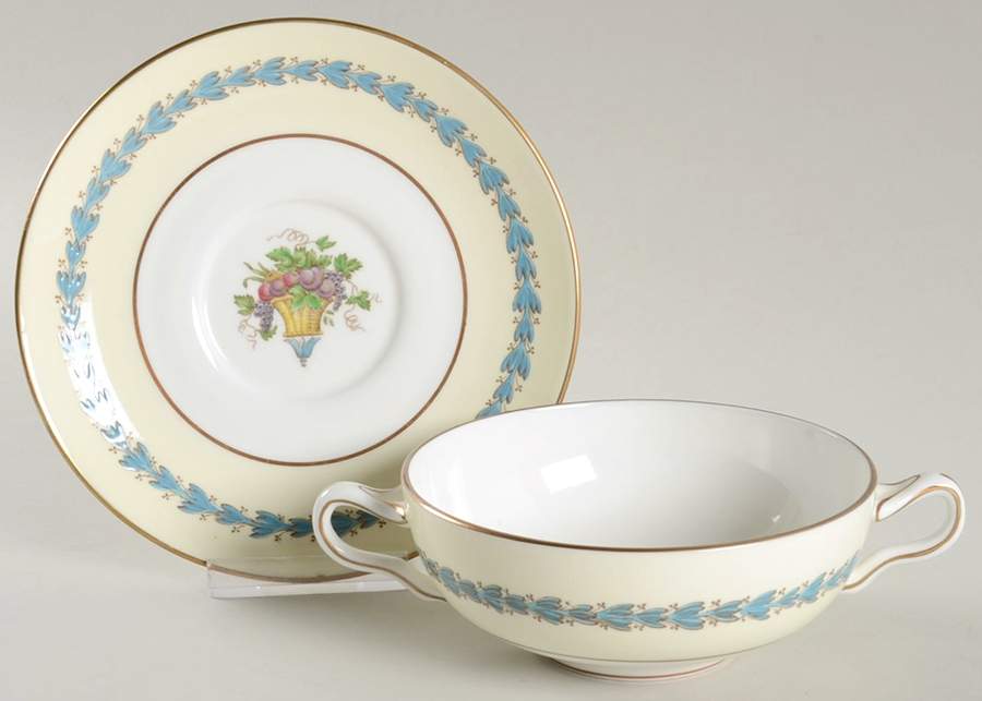 Appledore Flat Cream Soup Bowl & Saucer Set by Wedgwood-1