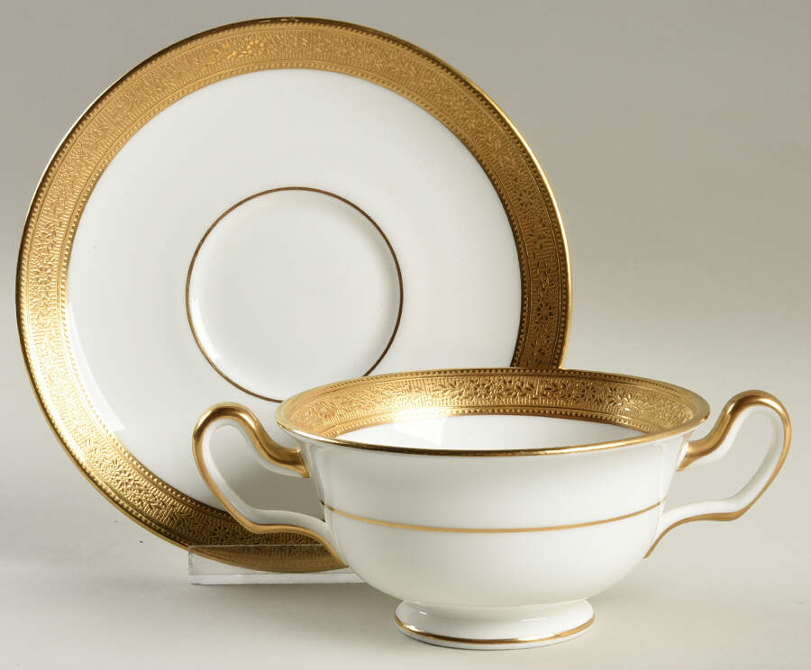 Arlington Acid Footed Cream Soup Bowl & Saucer Set by Wedgwood-1