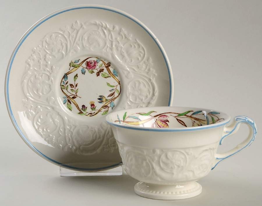 Argyle Footed Cup & Saucer Set by Wedgwood-1