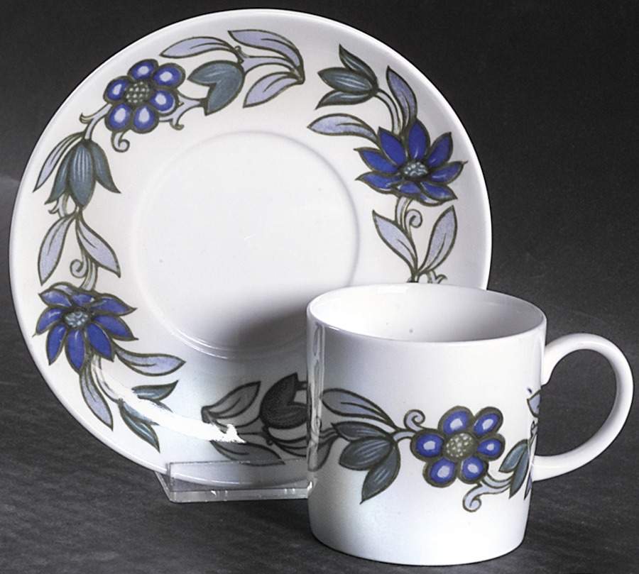 Art Nouveau Blue Flat Demitasse Cup & Saucer Set by Wedgwood-1