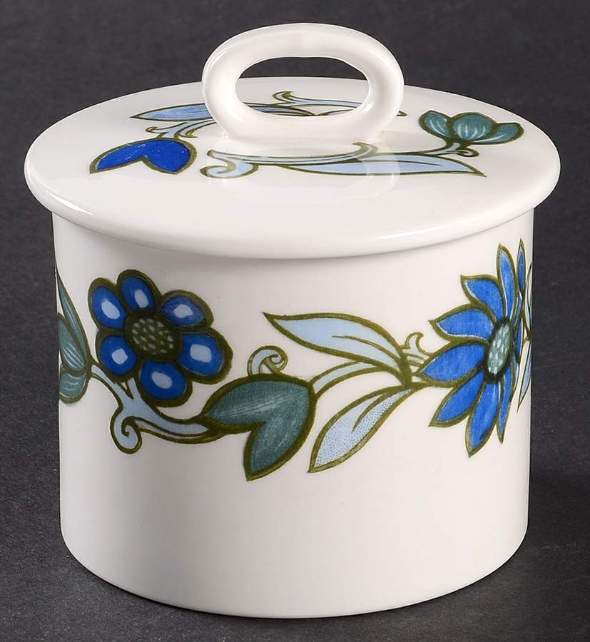 Art Nouveau Blue Sugar Bowl & Lid by Wedgwood-1