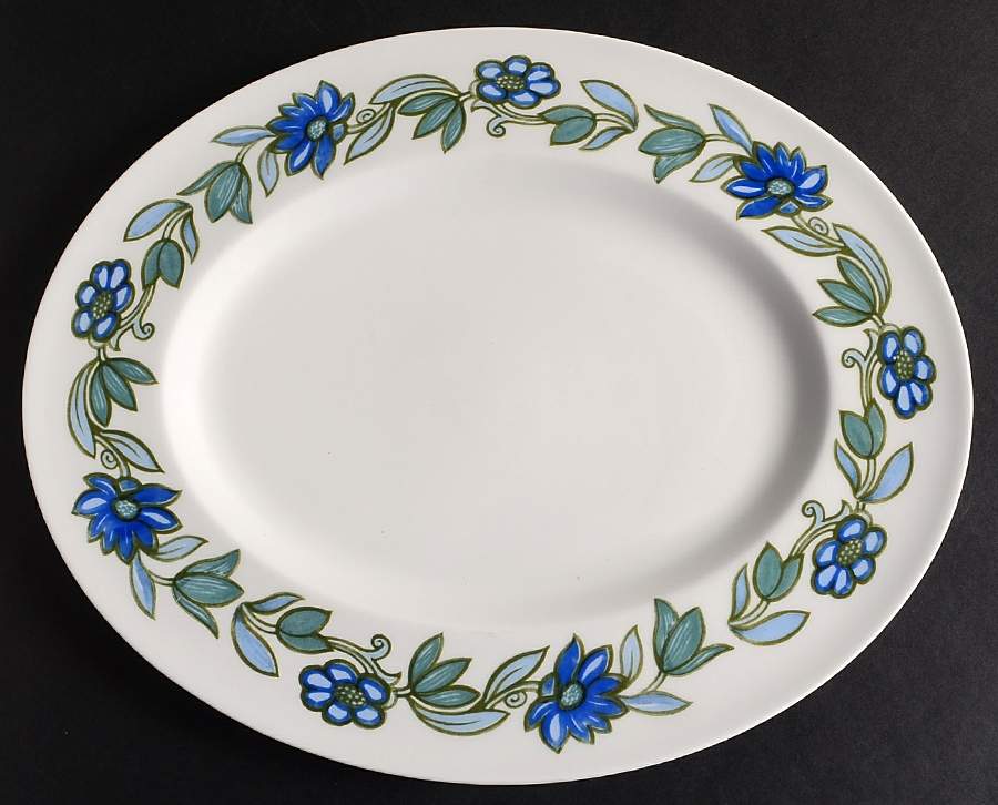 Art Nouveau Blue 13" Oval Serving Platter by Wedgwood-1