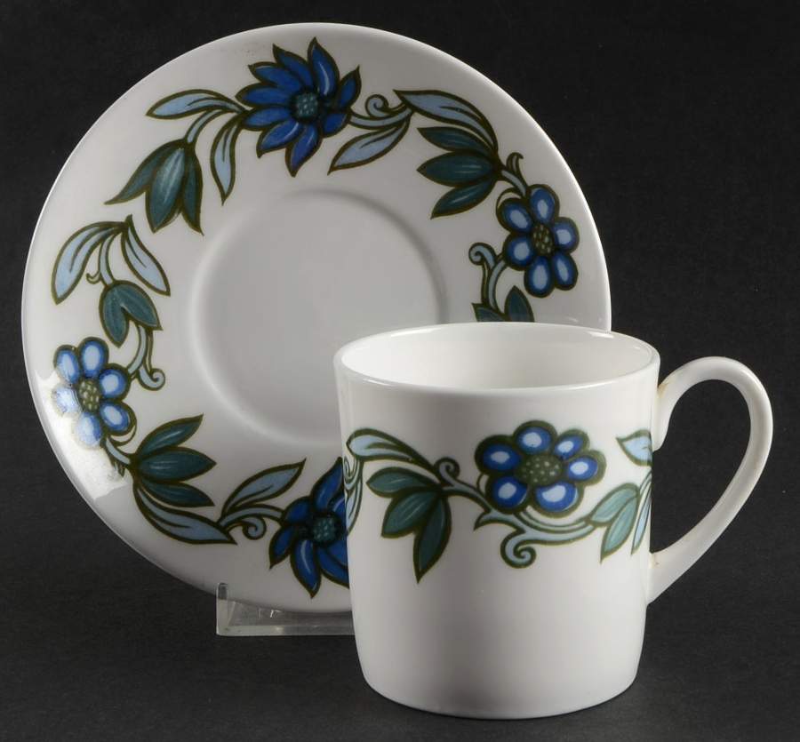 Art Nouveau Blue Flat Cup & Saucer Set by Wedgwood-1