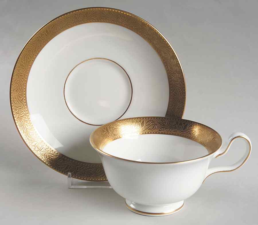 Ascot Peony Shape Footed Cup & Saucer Set by Wedgwood-1