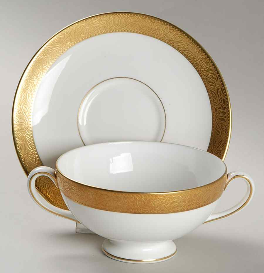 Ascot Footed Cream Soup Bowl & Saucer Set by Wedgwood-1