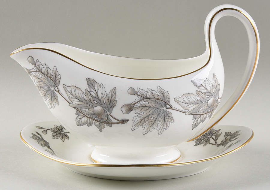 Ashford Grey Gravy Boat & Underplate/Relish by Wedgwood-1