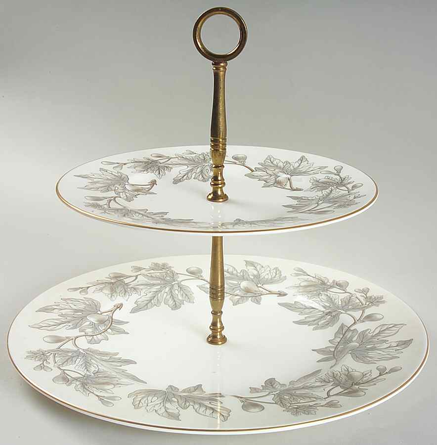 Ashford Grey 2 Tiered Serving Tray (Dinner & Salad Plate) by Wedgwood-1