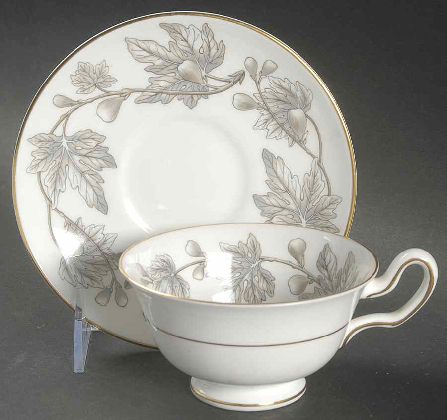 Ashford Grey Footed Cup & Saucer Set by Wedgwood-1