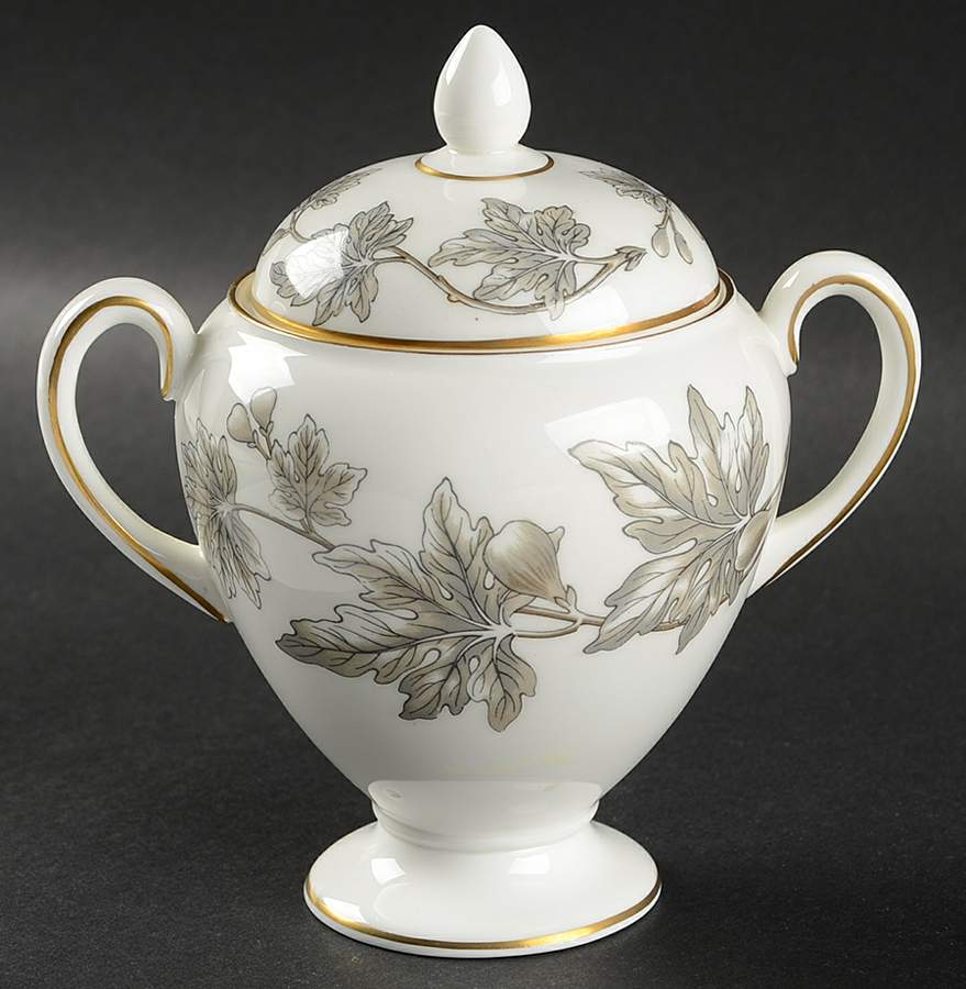 Ashford Grey Globe Shape Sugar Bowl & Lid by Wedgwood-1
