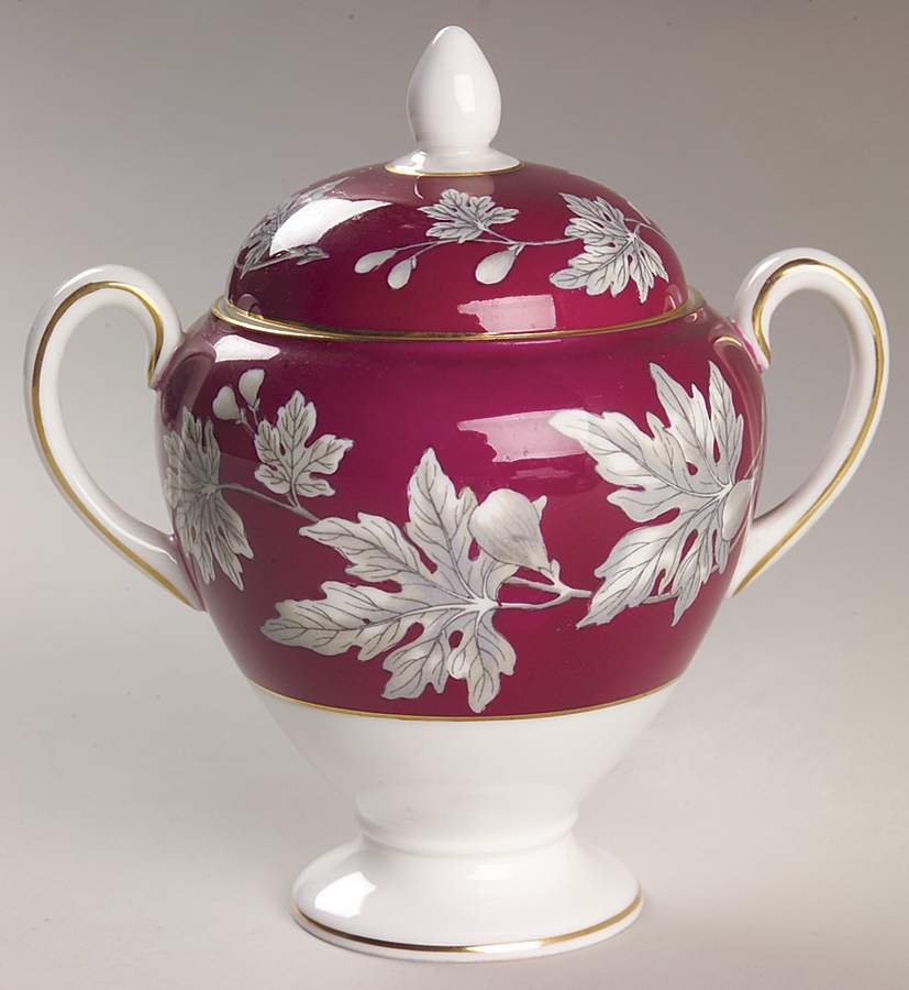 Ashford Red Globe Shape Sugar Bowl & Lid by Wedgwood-1