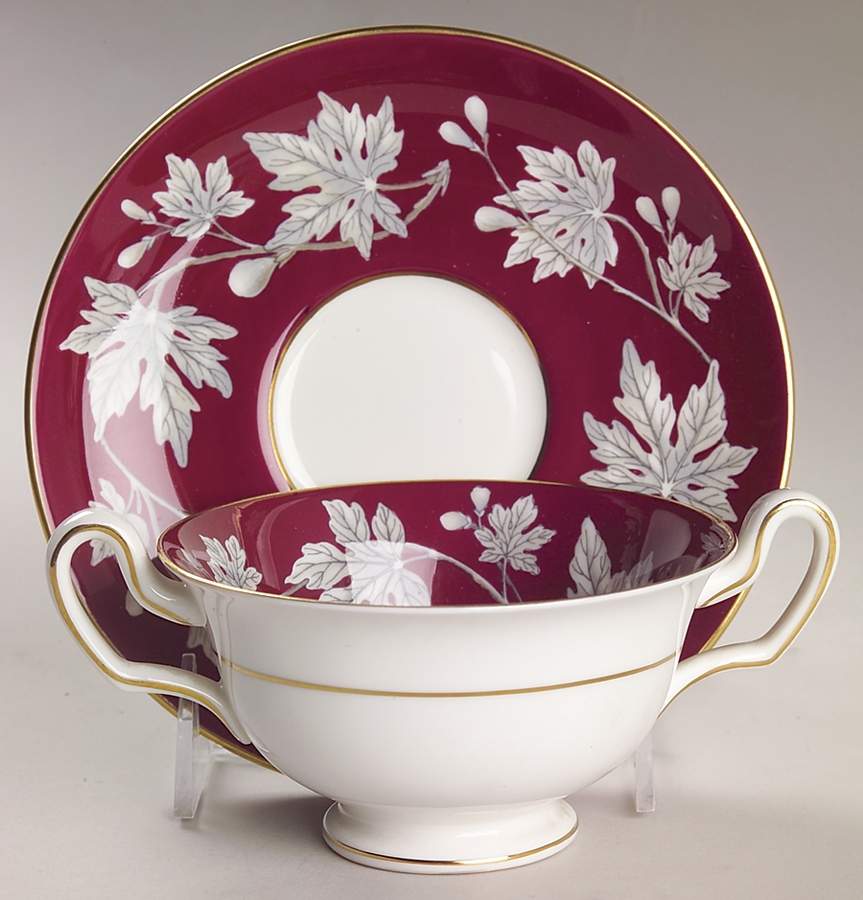Ashford Red Footed Cream Soup Bowl & Saucer Set by Wedgwood-1