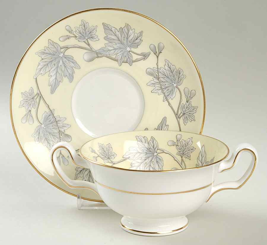 Ashford Yellow Footed Cream Soup Bowl & Saucer Set by Wedgwood-1