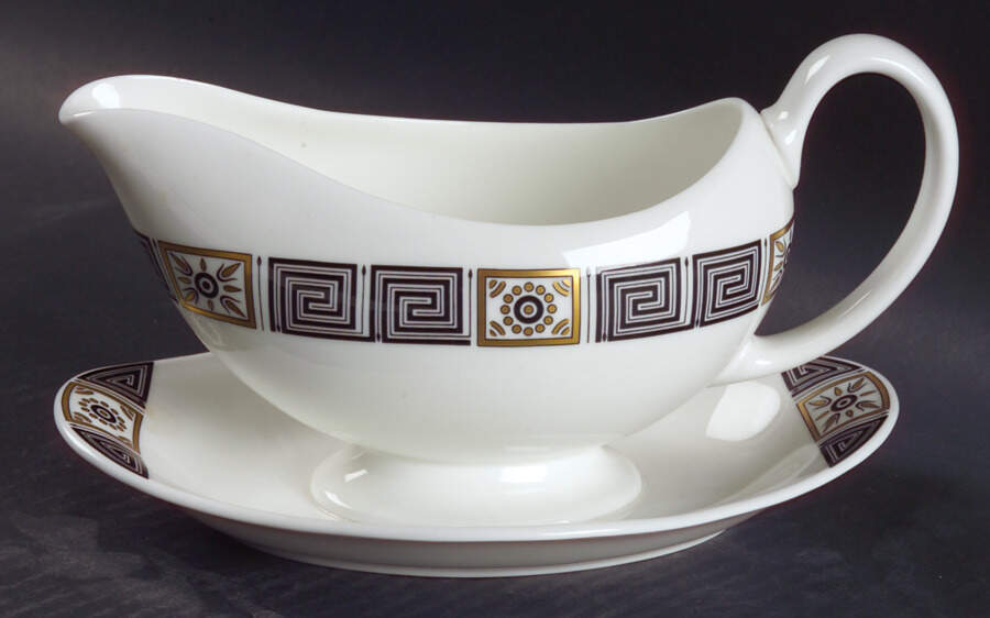 Asia Black Gravy Boat with Attached Underplate by Wedgwood-1