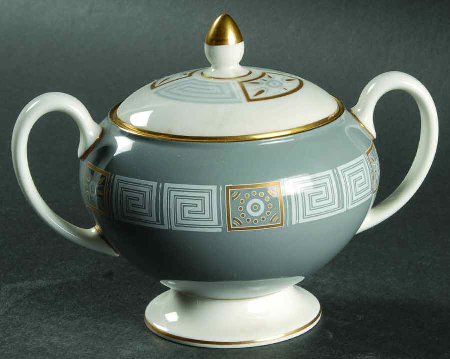 Asia Gray Leigh Shape Sugar Bowl & Lid by Wedgwood-1
