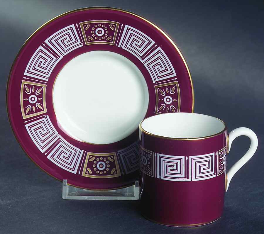 Asia Red Bond Shape Demitasse Cup and Saucer Set by Wedgwood-1